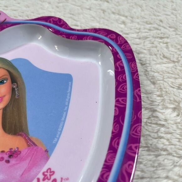 Mattel Barbie Roses Design Melamine Childs Plate 2003 Set of 2 - Picture 2 of 2